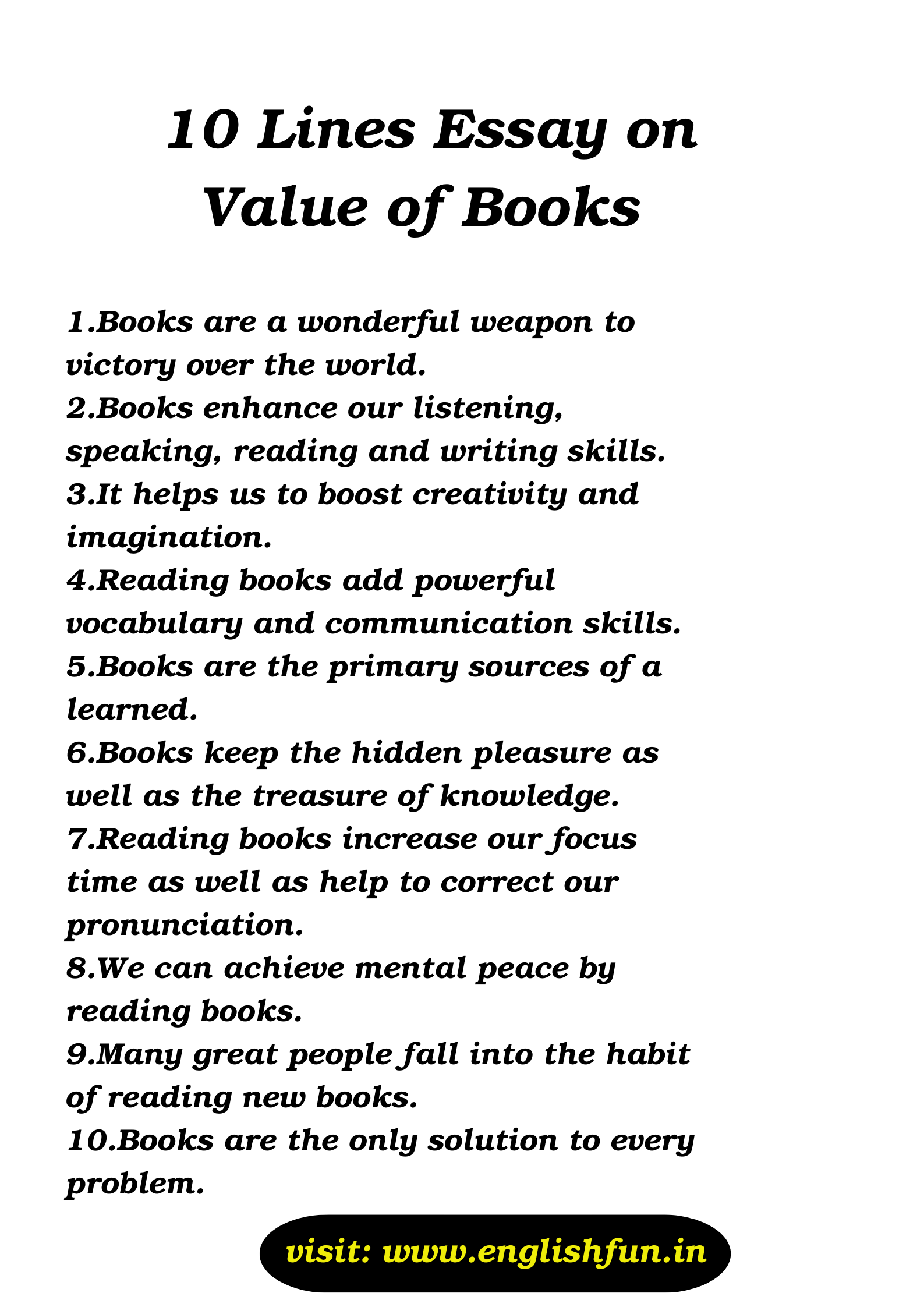 a short essay on value of books